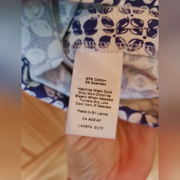 Talbots Skirt Back Zipper Classic Print Periwinkle White Casual Like New 14 - Picture 3 of 4